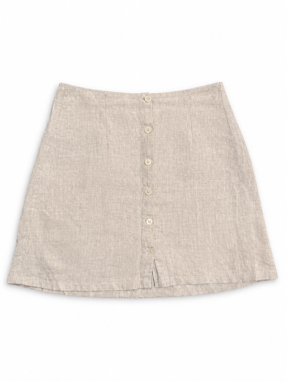 Reformation Beige Button-Front Linen Blend Skirt